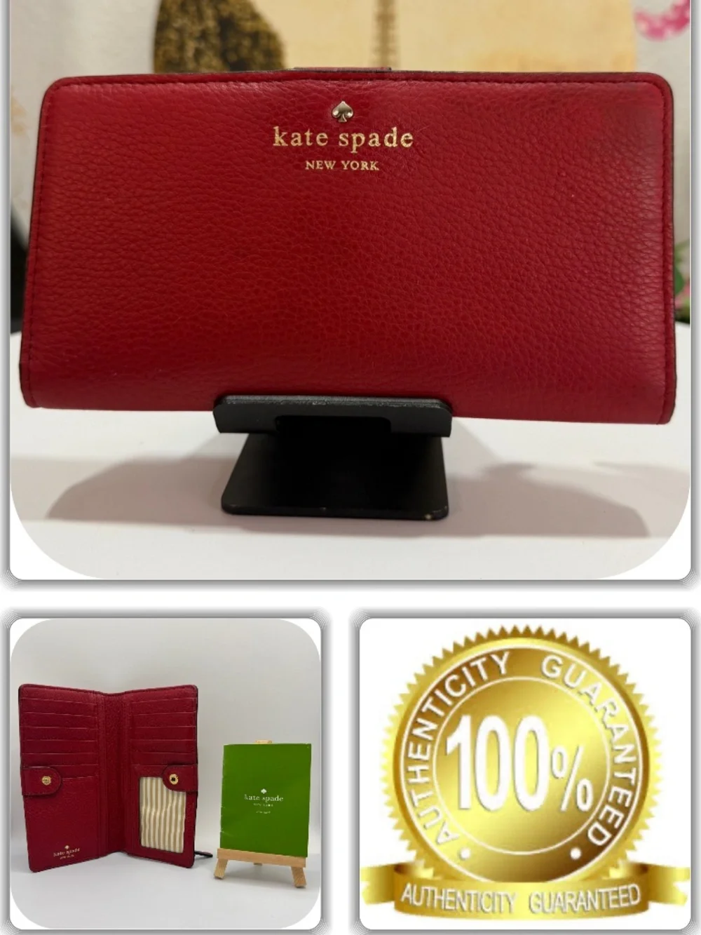 ECLECTIC KATE SPADE RED PEBBLED WALLET!